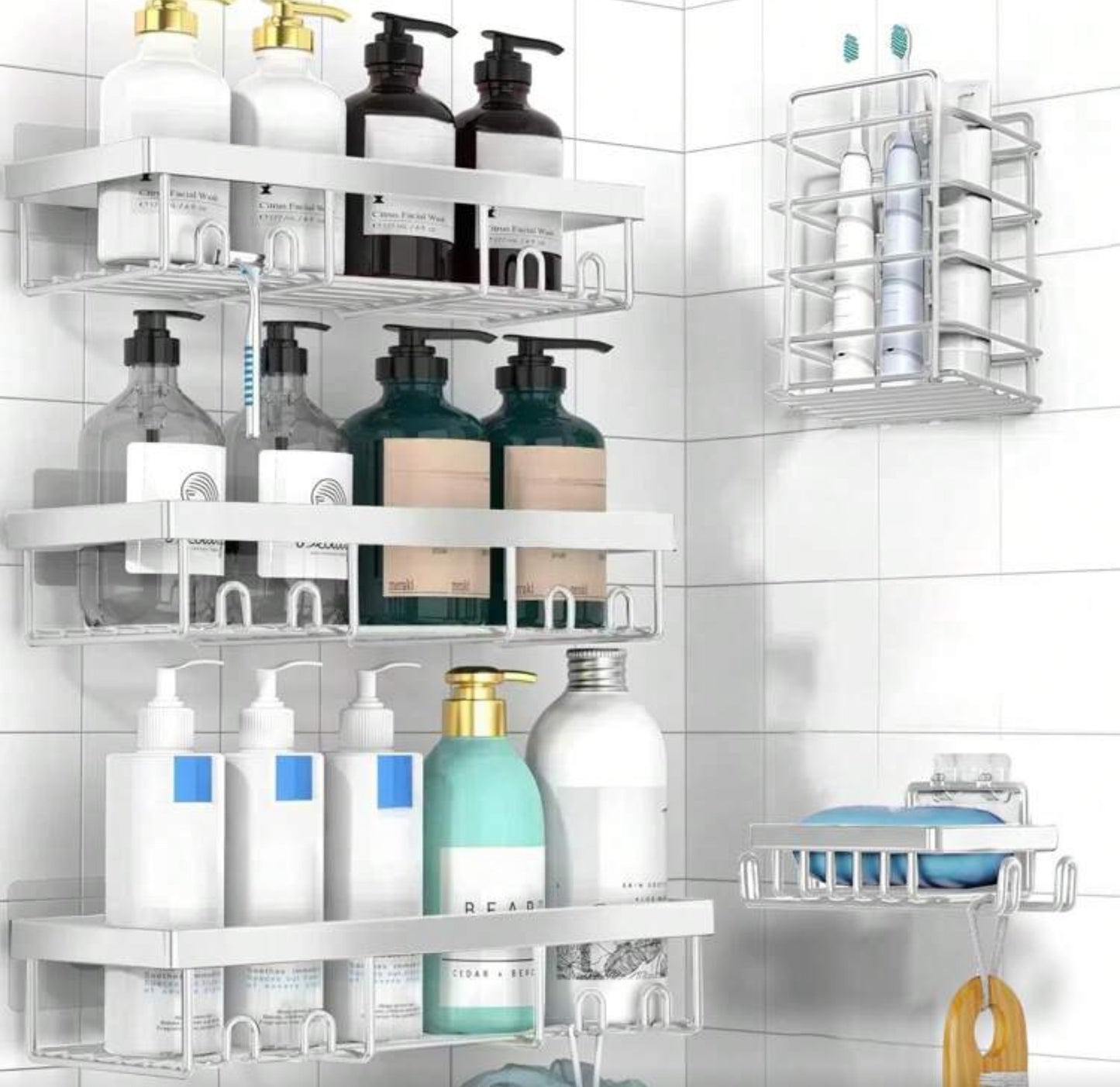 Bathroom mounted shelve rack