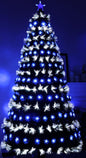 Asinse 6ft Fiber Optic Artificial Christmas Tree, 250 Blue&White LED Lights, Pre-Lit Xmas Tree with 110 Transparent Stars, Metal Stand (6FT/180CM, Type 3)
