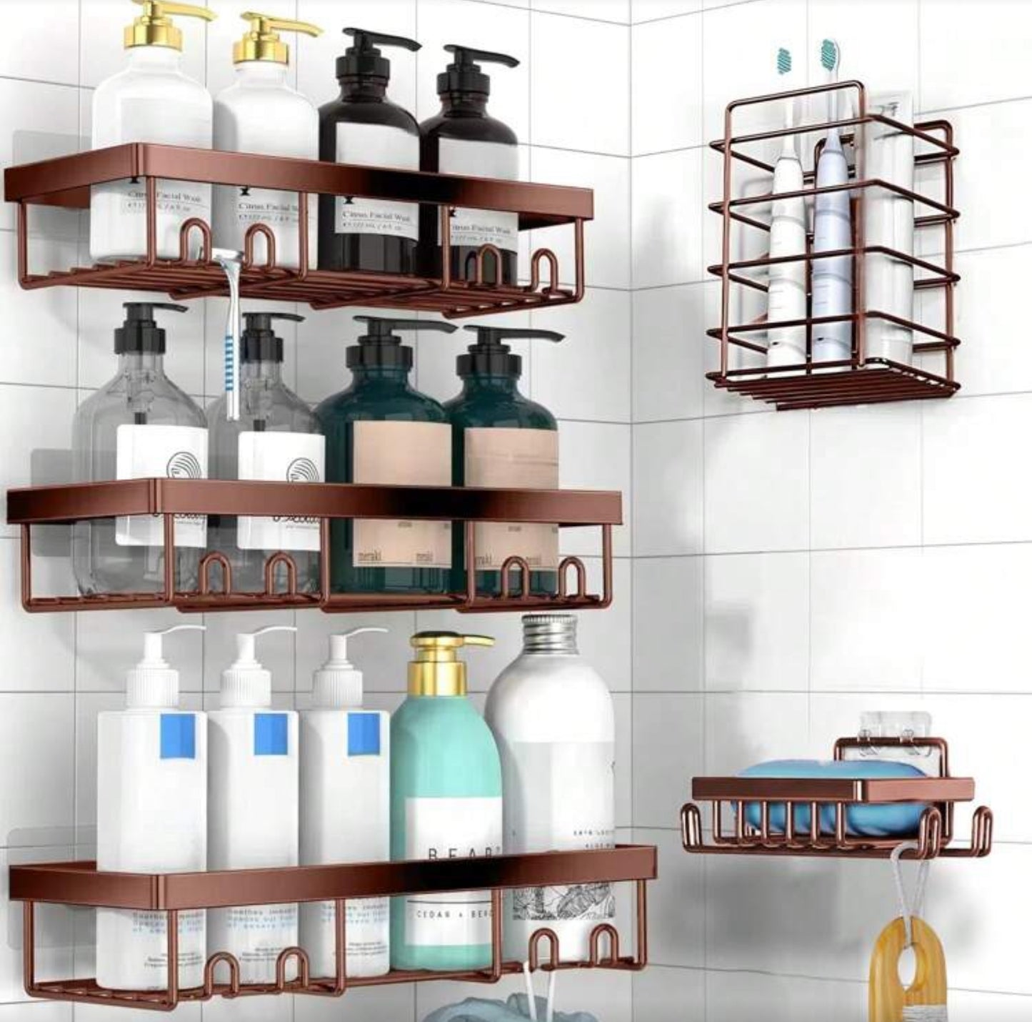 Bathroom mounted shelve rack