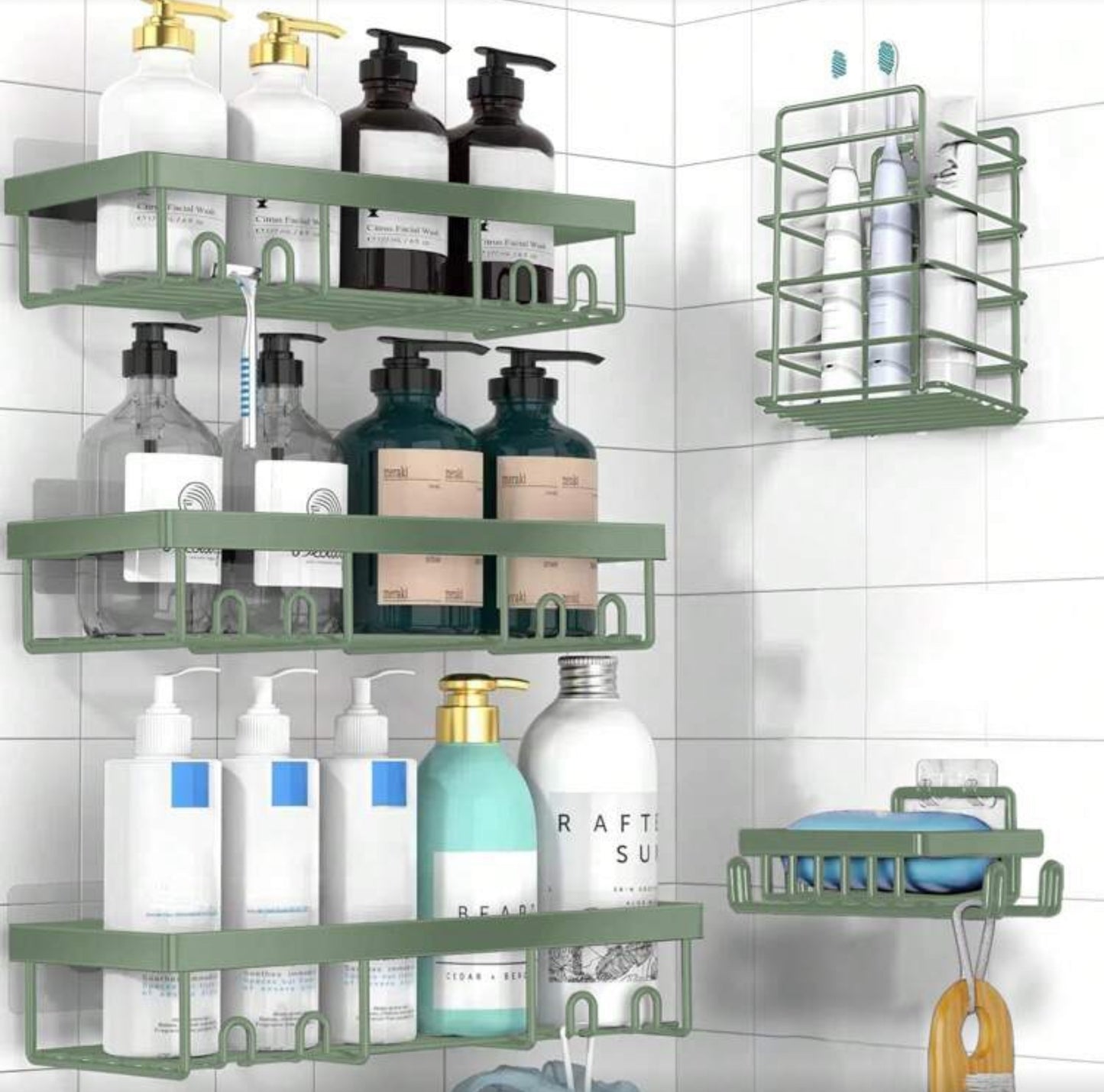 Bathroom mounted shelve rack