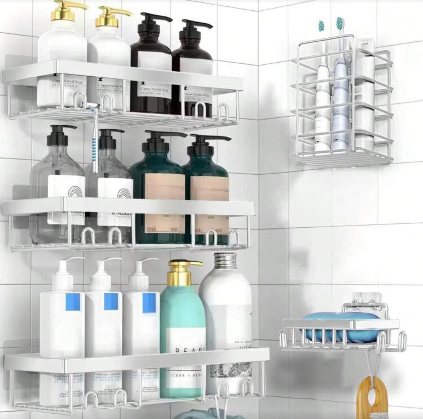 Bathroom mounted shelve rack