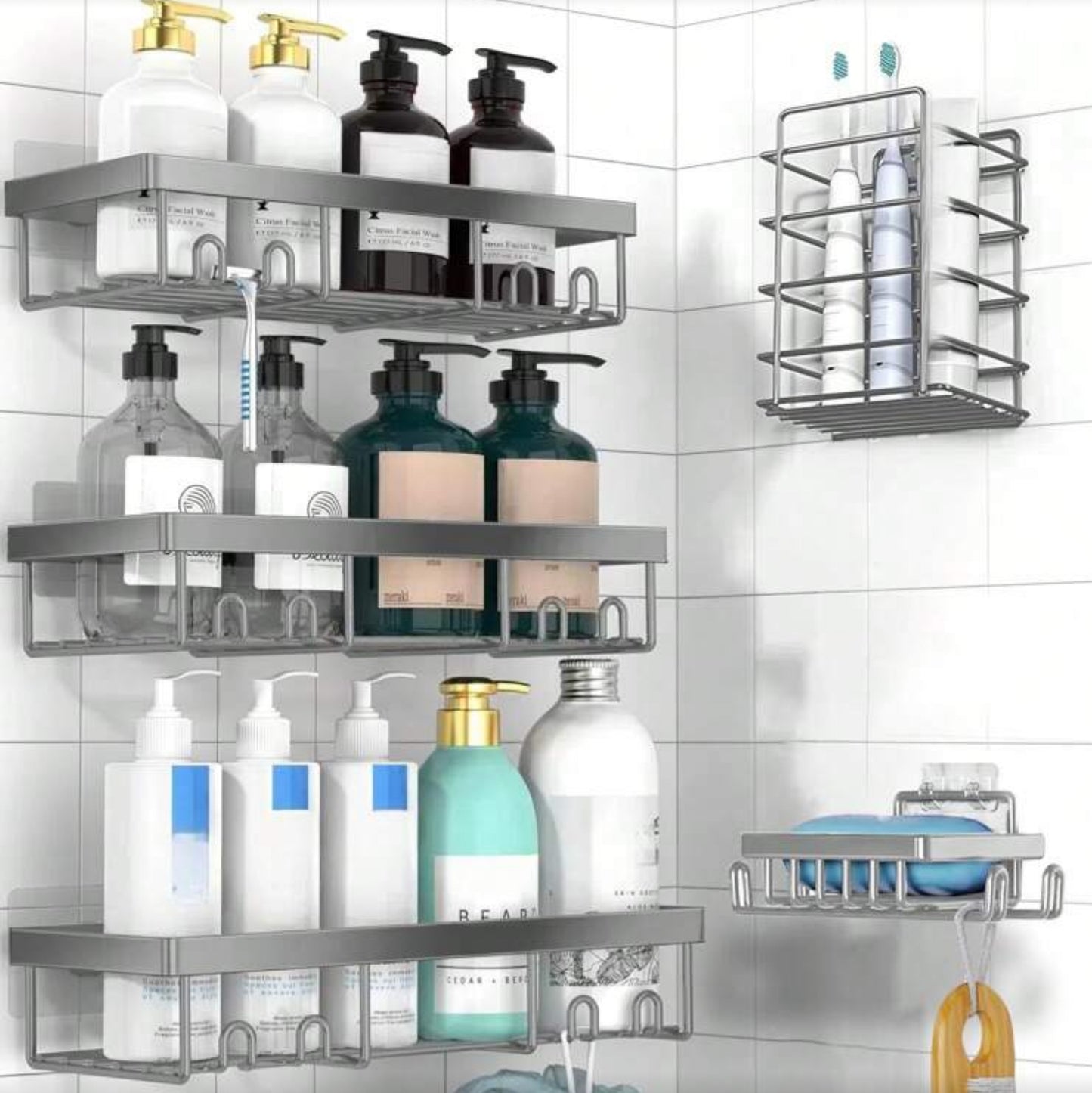 Bathroom mounted shelve rack