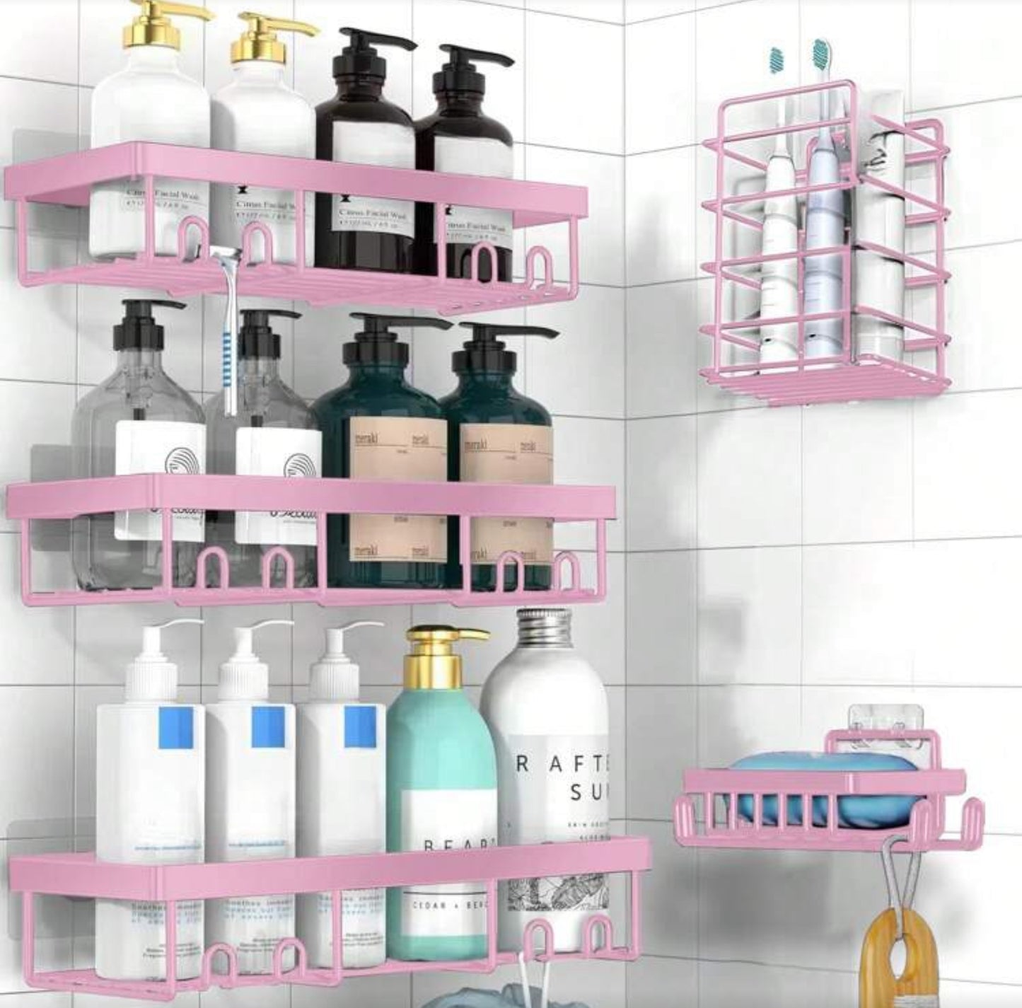 Bathroom mounted shelve rack
