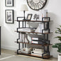 Industrial 4-tier Bookshelves, Metal And Wood Bookshelves, Open